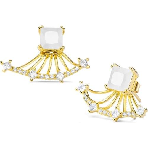 Charms Earrings For Women Earrings Two Sided Korean Jewelry Rose/Gold/Silver Color Gift For Girlfriend Box Fashion Gift