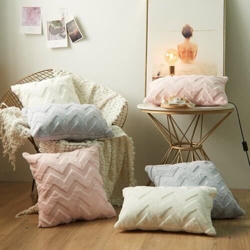Plush Cushion Cover Geometric Pillow Cover for Sofa Living Room Housse De Coussin 45*45 Decorative Pillows Nordic Home Decor