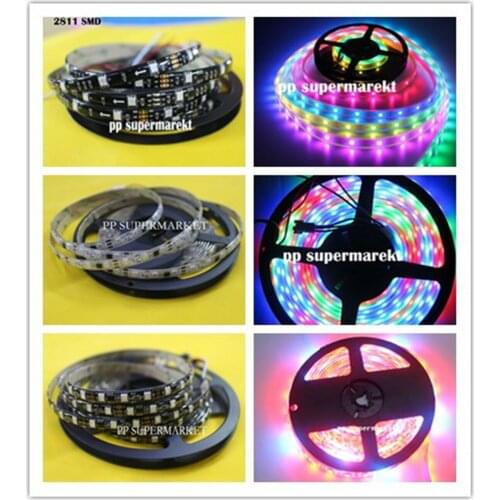 1M 5M 30/60 LEDs/M 2811 Pixels Programmable Individual Addressable LED Strip light WS2811 5050 RGB 12V White Black LED Tape lamp