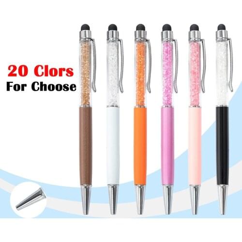 5pcs Cute Gem Ballpoint Pen Crystal Diamond Metal Roller 2 In 1 Crystal Stylus Beautiful Gift School Office Supplies 20 Colors