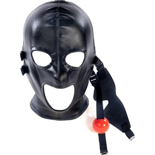 Removable Gag Hood Mask Headgear Eye Mask Adult Games Blindfold Soft PU Leather Sex Toys Head Bondage Restraints Sex Products