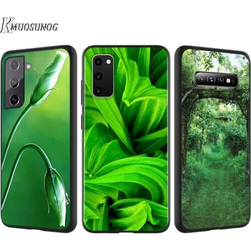 Silicone Cover Green Natural Cute Plant For Samsung Galaxy S21 S20 FE Ultra S10 S10E Lite S9 S8 S7 Edge Plus Phone Case