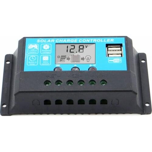 30A 20A 10A 12V/24V LCD display solar charger AGM GEL Iron li-ion lithium battery charge controller USB 5V