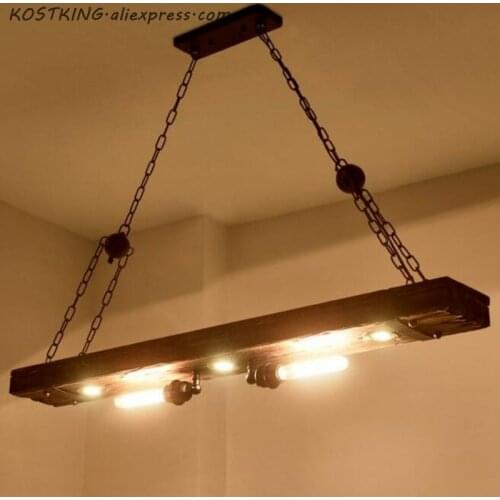 KOSTKING Wood Loft Style Industrial Lamp Vintage Pendant Lights Fixtures Bar Coffe Edison Retro Pendant Lamps