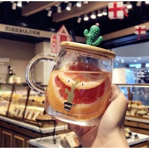 Glass Cup Ins Nordic Style Student Cute Korean Girl High Temperature Resistant Home Flower Tea Cup