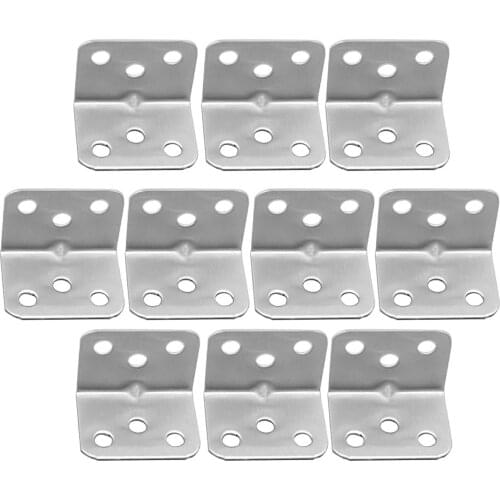 DRELD 10pcs 90 Degree Stainless Steel Table Corner Metal Corner Brackets Furniture Bracket For Cabinet Furniture Hardware