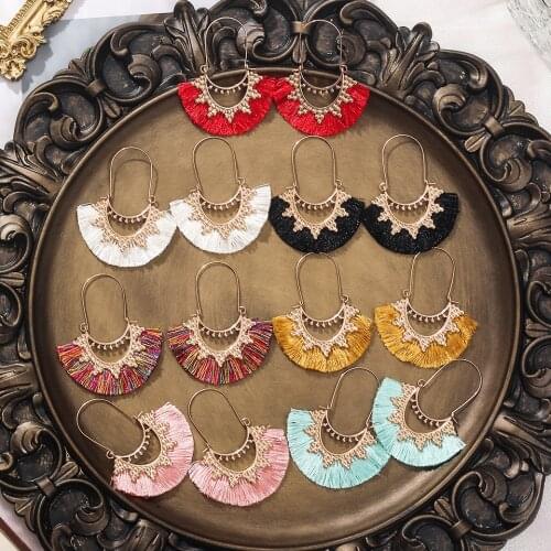 Vintage Boho Ethnic Tassel Earrings for Women Female Fashion 2020 Round Hanging Earrings Jewelry Accessories
