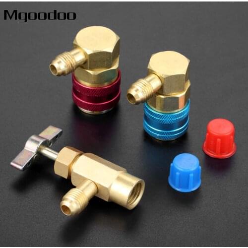 High Low Side R134a Quick Couplers Can Tap 1/2" ACME Female X 1/4" SAE FL Male For Charging Recovery AC R12 R22 Manifold Gauge