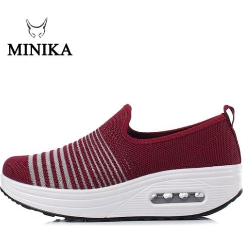 Women Sneakers Fly Wire Slimming Shoes 4.5 CM Height Increasing Slip On Rocking Shoes Toning Sports Fitness Sneakers Platform
