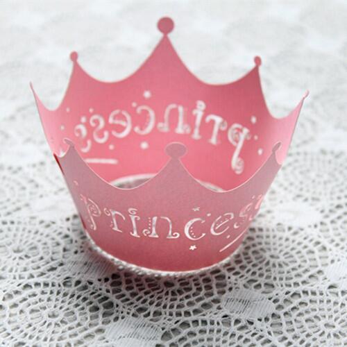 100PCS/LOT Colorful Princess Crown Paper Cupcake Cup/ Party Cake Wrappers/ Baby Shower Decoration