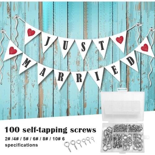 100pcs Screw Hooks Ceiling Hooks Hook Screws and Eye Screw Set 6 Different Sizes Metal Eye Screws In Stock