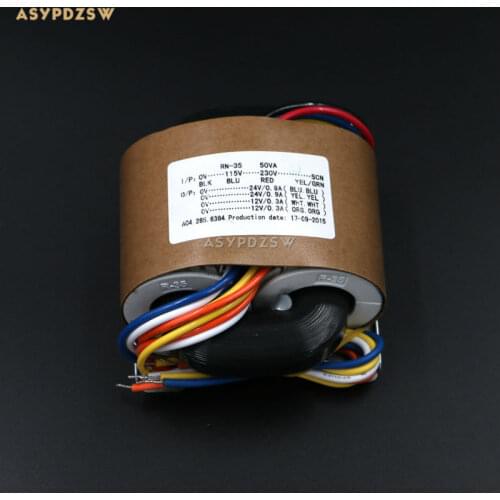 115V / 230V 50VA Dual 24V Dual 12V R type transformer With shielded wire output 50W (2x24V+2x12V)
