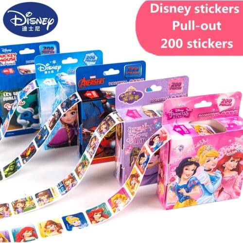 200 sheets in a box Disney Cartoon Stickers Disney Frozen Disney Princess Sofia Mickey Superhero Children Removable Stickers Toy