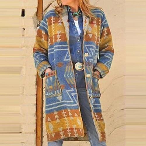 2020 Autumn and Winter New Slim Printing Casual Long-sleeved Single Breasted Woolen Coat