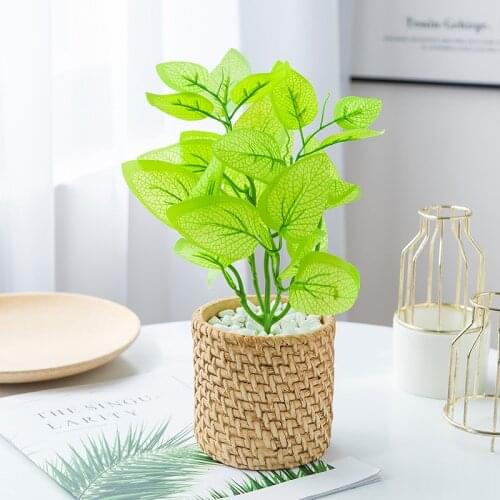 5 Heads Green Artificial Leaves Home Garden Decor Fake Foliage Plants Wedding Birthday Party Photography Props DIY Potted Bonsai