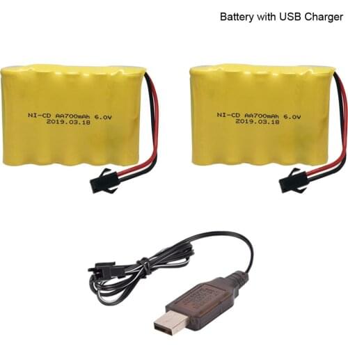 6v 700mah AA NI-CD Battery with USB charger for Electric toys car ship robot rechargeable AA 6V 700 mah high quality battery M