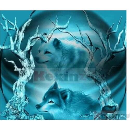 Kexinzu Full 5D DIY Square/Round Drill Diamond Painting "Animal Wolf" 3d Diamond Embroidery Cross Stitch Decor Gift Ke33