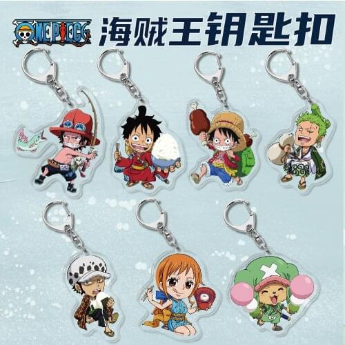 Anime One Piece Cosplay Keychain Cartoon Luffy Ace Nami Sabo Boa Hancock Chopper Acrylic Car Key Holder Chain Pendant Keyring