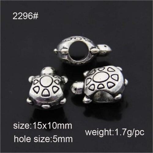 20pcs 10x15mm Antique Ailver Plated Alloy Tortoise Big Hole Beads Fit European Bracelet Jewelry DIY