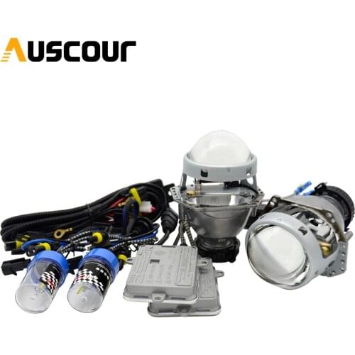 2pcs 3.0 inch hella 5 car Bi xenon hid Projector lens full metal holder with 55W D2H xenon kit ballast bulb car headlight modify