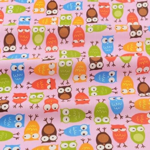 Booksew Lovely Owls Designs Quilting Patchwork Textile Twill Bedding Cartoon Tela Sewing Light Pink 100% Cotton Fabric Anime