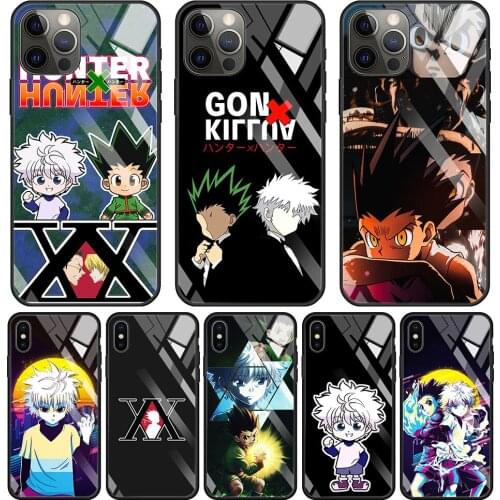 Tempered Glass Case For iPhone 13 11 12 Pro Max 13 12 Mini XS XR XS X SE 2020 7 8 6 6S Plus Cover Shell hunter x hunter Cute