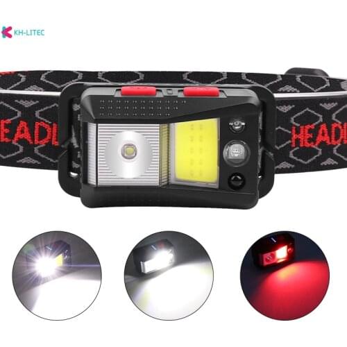 Sensor XPG+COB Headlamp Head Lamp Headlight Waterproof 9 Modes Cob Led Built in Usb Rechargeable Battery Working Light