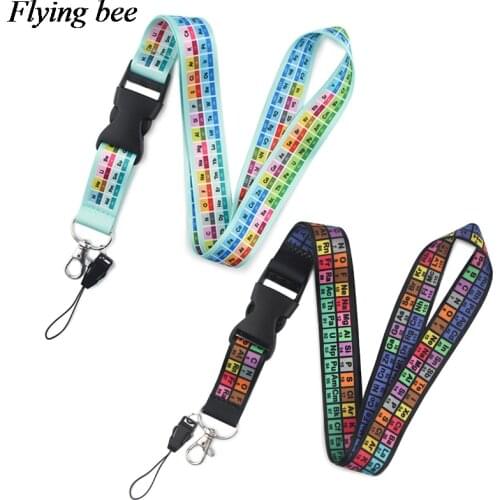 Flyingbee The Periodic Table Keychain Cool Phone Lanyard Women Fashion Strap Neck Lanyards for ID Card Phone Keys X0844