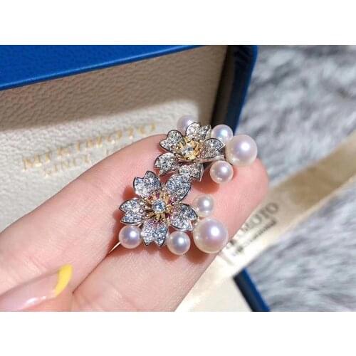 Flower 925 Sterling Silver Earrings Findings Mountings Settings Jewelry Parts Fittings for Pearls Coral Jade Agate Stones