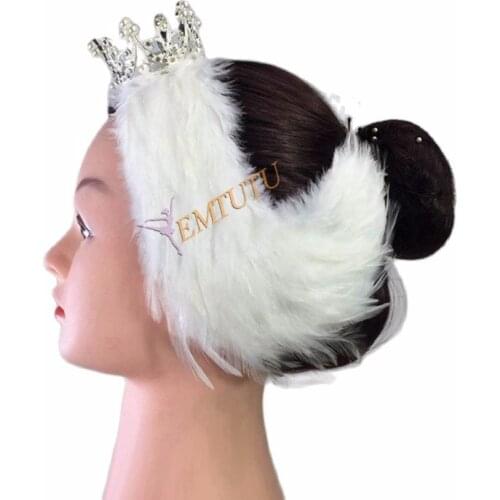 Free Shipping White Black Swan Lake Ballet Headpiece,Feather Headwear Headdress with Crown,Hand Made Nutcracker Hair Headband