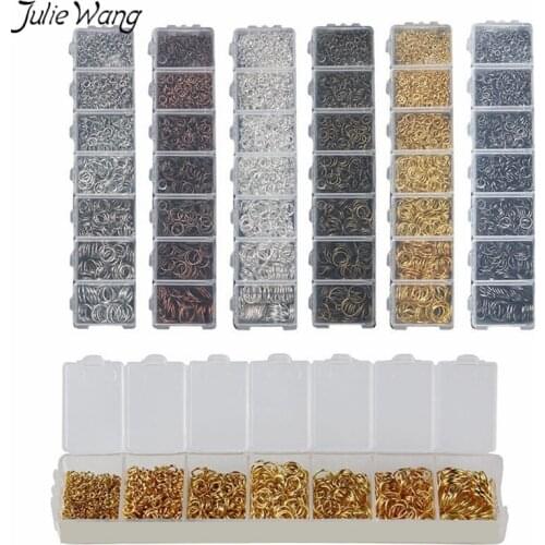 Julie Wang 1450pcs Wholesale Open Jump Rings Mix Sale Multi Color Size Optional Storage Box For Free Handmade Jewelry Findings