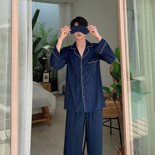 Satin Pajamas for Men with Drawstring Mens Satin Pajamas Set Silky Pajamas Sleepwear Loungewear