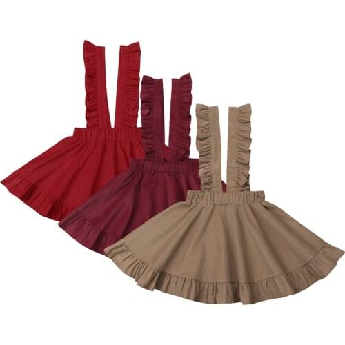 Citgeett Summer Newborn Infant Baby Toddler Girls Ruffle Strap Skirt Overall Solid Color Red Cute Clothes