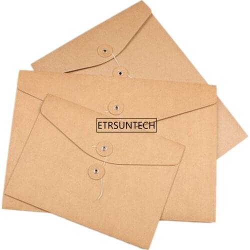 Brown Kraft Paper A5/A4 Document Holder File Storage Bag Pocket Envelope Blank with Storage String Lock Office Supply Pouch