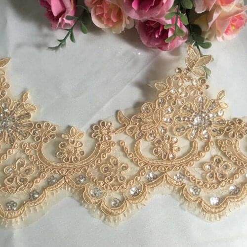 New design 1Yards 4Colors Europe Sequine Lace Wedding Dress DIY Manual Accessories Guipure LaceTrim 14cm SC039