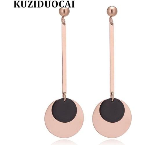 Kuziduocai 2018 New ! Fashion Fine Jewelry Titanium Stainless Steel Metal Plate Circular Elegant Stud Earrings For Women E-182