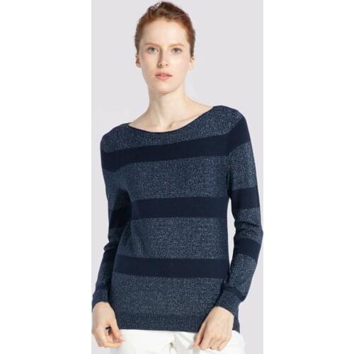 Marwin 2021 New-Coming Spring Tops Striped O-Neck Thin Women Sweater High Street Style Close-Fitting Female Knitwear Pullover