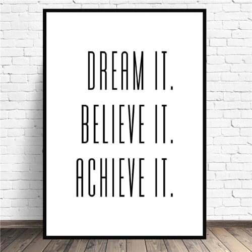 DREAM IT BELIEVE IT Canvas Wall Minimalist Quotes Art Print Modern Poster Wall Pictures Living Room Decor