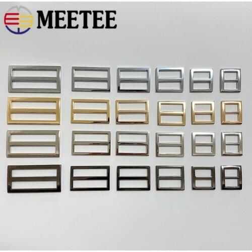 Meetee 10pcs 15/19/25/32/37/50mm Metal Buckle for Bag Strap Tri-Glide Webbing Adjust Buckles Clasp DIY Luggage Accessories