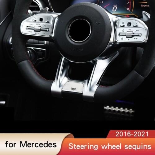 For Mercedes A200 C200 C260 CLA C118 GLB GLA H247 W205 W213 W177 amg steering wheel modified chrome car sticker accessories