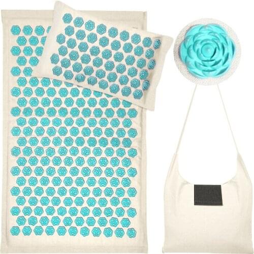 3pcs Set Buckwheat Acupuncture Massage Mat Pillow with Portable Bag Home Fitness Yoga Mat Acupoint Flax Coconut Relax Sports Mat