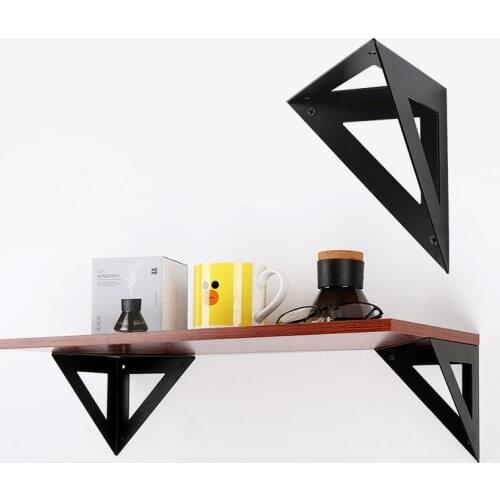 Wall Mount Triangle Bracket Black Partition Fixing Support Floating Shelf Brackets Wrought Iron Storage Rack Hardware Fitting