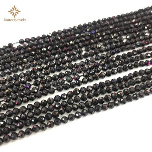 Natural Small Size Faceted Tiny 2 3 4mm Black Spinels Gem Stone Beads for Jewelry Making DIY Bracelet Necklace Design 15