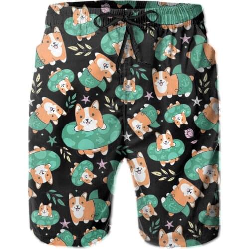 2020 New adult Summer Swim Shorts Swimwear Dog Cute Welsh Corgi Puppy mens Fashion Print Swimwear Swimsuit Beach Short Pants