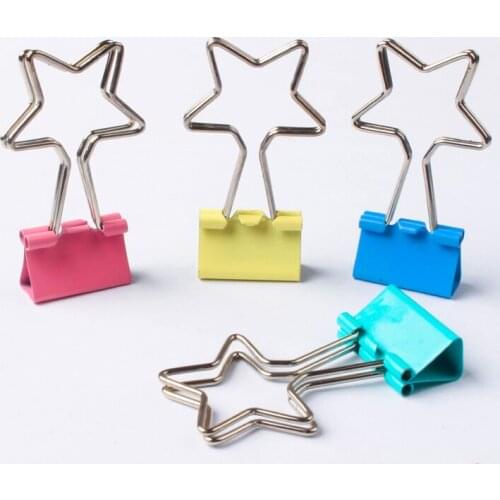 New Five Pointed Star Long Tail Clip Creative Cute Long Swallow Tail Clip cute Office Clip metal Office Accessories Binder Clips