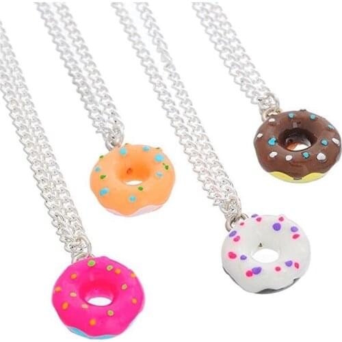 New Arrive Best Friends Forever Colorful Doughnut Friendship Necklaces Set of 3 For kids Jewelry