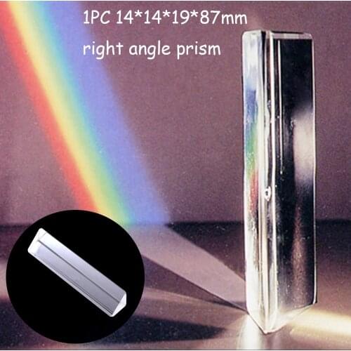 1pc Optical Instruments 14*14*19*87mm Triangular color prism K9 Optical Glass Right Angle Reflecting Triangular Prism GMN