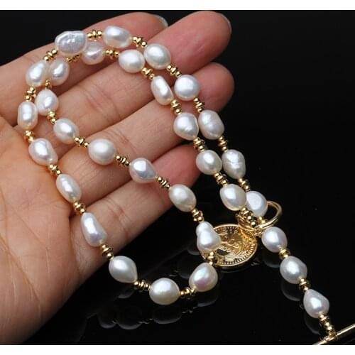 Broque Pearl Necklace For Women,White Freshwater Pearl Choker Necklace For Girls Dollar Necklace Fashion