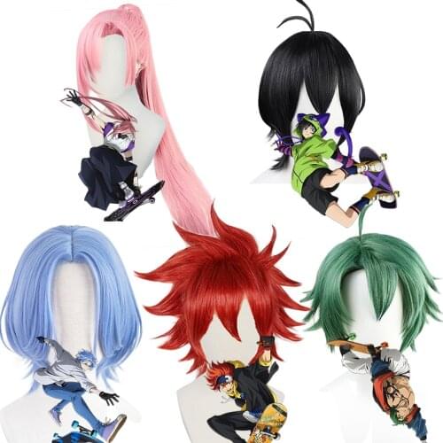 Reneecho SK∞ the Infinity Cosplay Miya Wig Langa Blue Hair Pink Cherry Blossom Cosplay Wig Joe Reki Kyan Wig