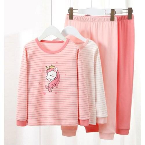 Baby Girls Unicorn Pajamas Sets Autumn New Toddler Boys Cartoon Print Sleepwear Kids Long Sleeve Pyjamas Suits Children Clothing